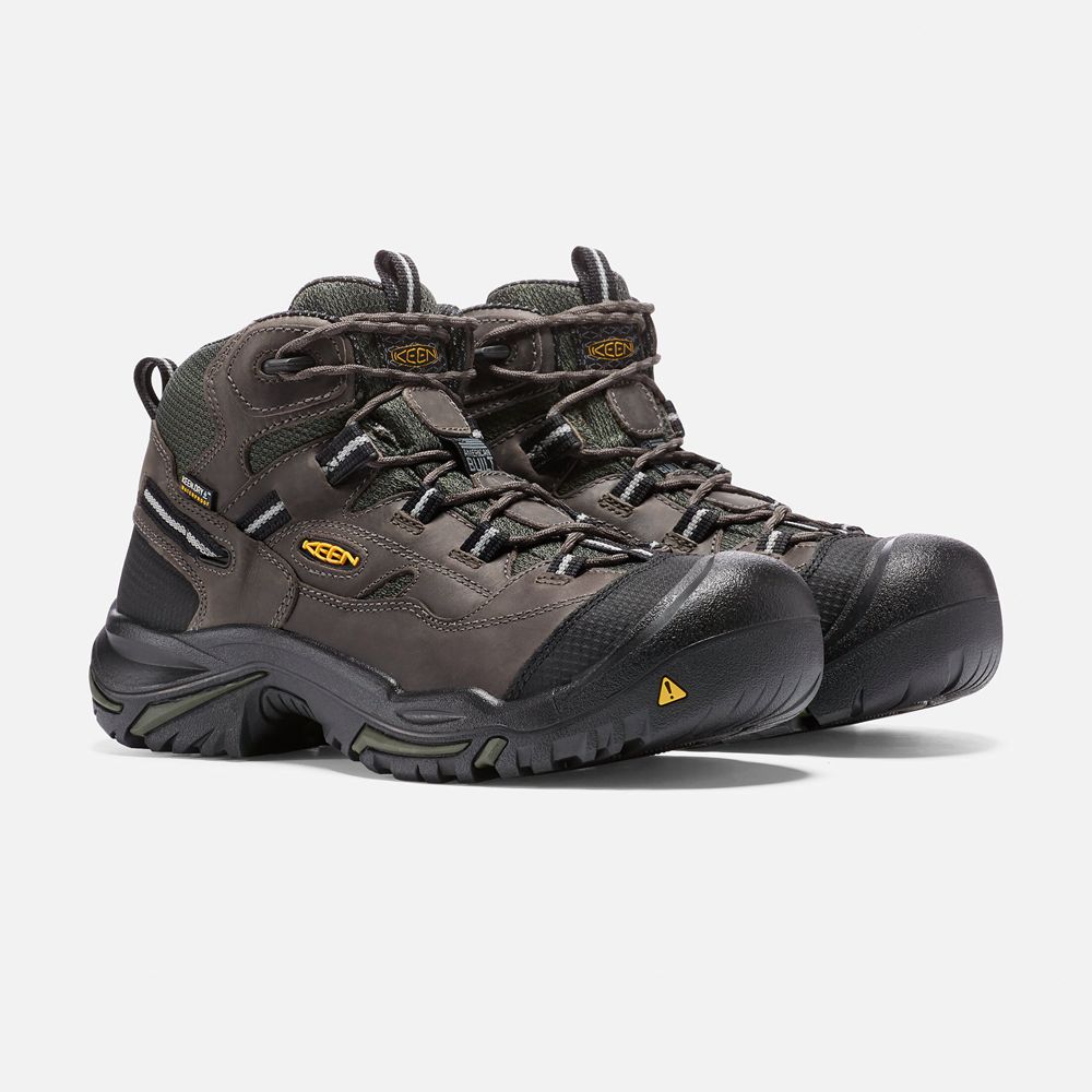 Botas de Trabajo Keen Mexico Negros Marrom - Hombre Braddock Waterproof Mid (Steel Toe) - BA3572160